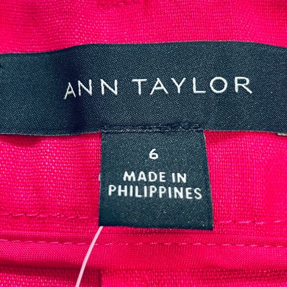 ANN TAYLOR 468221 Pink Ruffle Linen Blend Pocket Pleated Pink Shorts 6 NWT - Picture 10 of 12